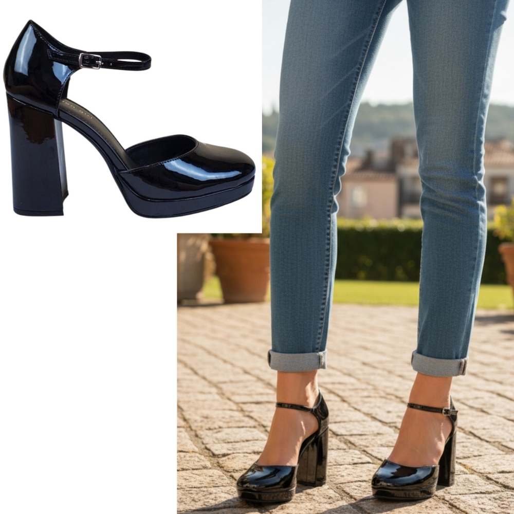 New Madden girl Unaa platform block heel pumps black academia classic y2k preppy - Picture 2 of 16